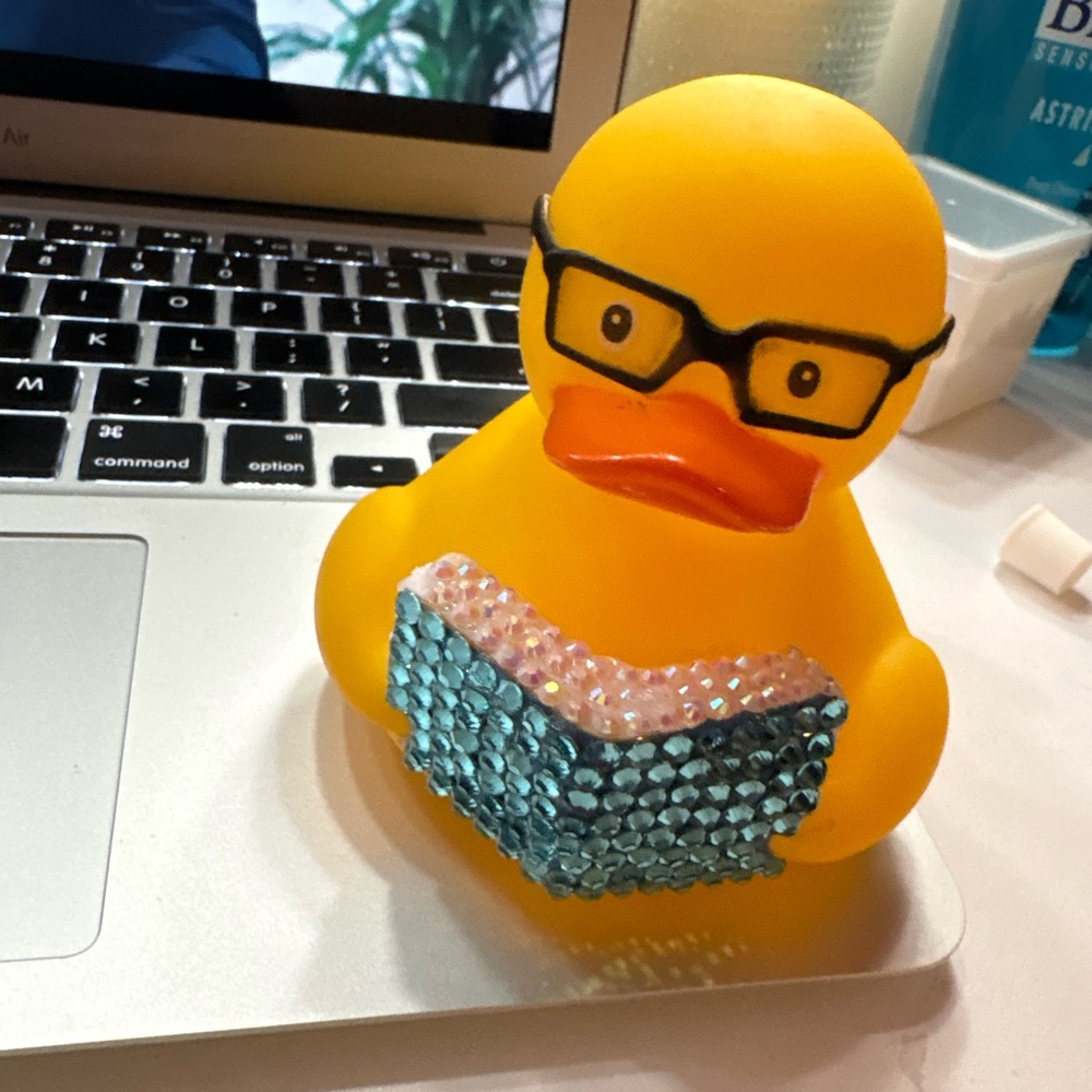 Yellow Rubber Duck with Glasses and Sequins